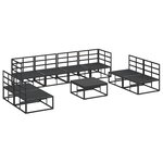 vidaXL Ensemble de canapé de jardin avec coussin 9 Pièces Noir Aluminium