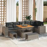 Ensemble de Canapés de Jardin vidaXL de 9 Pièces avec Coussins en Poly Rotin Gris