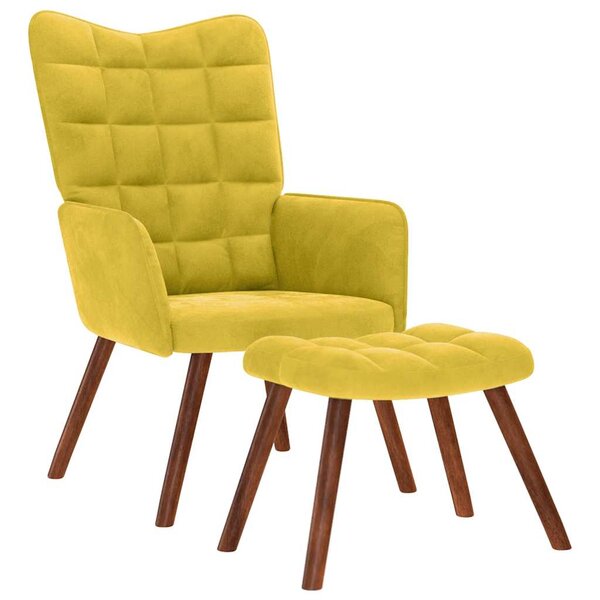 vidaXL Chaise de relaxation avec tabouret jaune velours