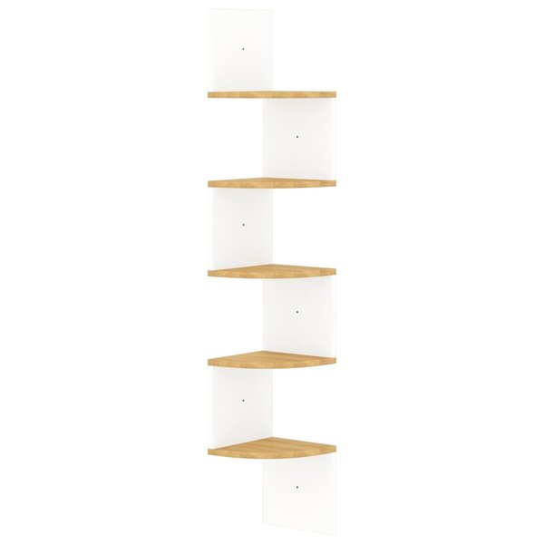 vidaXL Étagère d'angle murale blanc et chêne sonoma 19x19x123 cm
