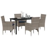 vidaXL Ensemble table et chaises avec coussin 5 Pièces Gris Rotin PE