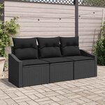 vidaXL Ensemble de canapé de jardin avec coussin 3 Pièces Noir