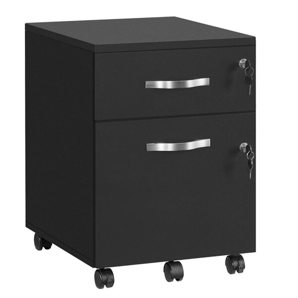Caisson de bureau caisson de rangement classeur armoires basses 2 tiroirs pour dossiers suspendus noir 12_0004813