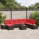 vidaXL Ensemble de canapé de jardin 9 Pièces Marron Poly rotin