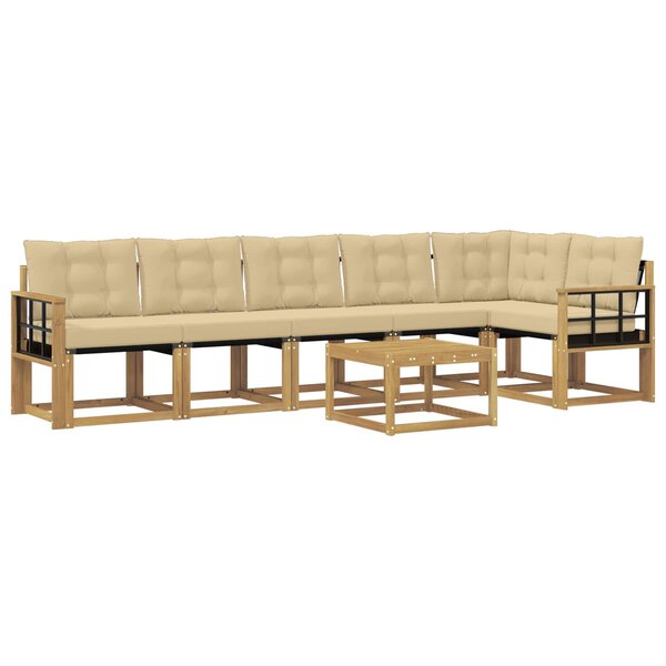 vidaXL Ensemble de canapés d'extérieur 7 pc Blanc et Beige