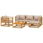 vidaXL Salon de jardin 6 Pièces avec coussins taupe bois massif