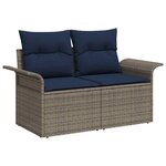 vidaXL Ensemble de canapé de jardin avec coussin 9 Pièces Gris polyrotin