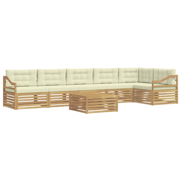 vidaXL Ensemble de canapés d'extérieur 7 pc Blanc et crème Polyester