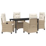 vidaXL Ensemble de salle à manger de jardin de 5 pièces avec coussins Beige Rotin Poly
