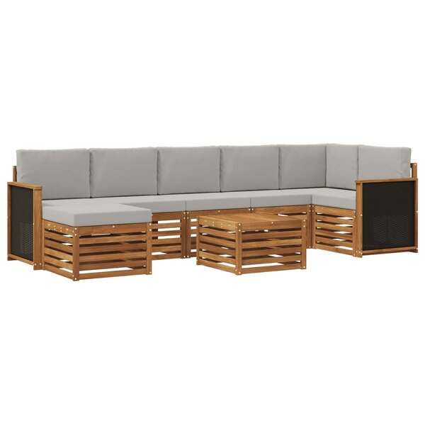 vidaXL Ensemble de canapés d'extérieur 7 Pièces Naturel et gris clair