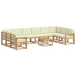 vidaXL Ensemble de canapés d'extérieur 11 pc Blanc et crème