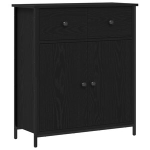 Buffet vidaXL Noir Chêne 70x30x80 cm Bois reconstitué et Acier
