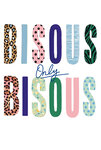 69-4515 Carte Bisous Only Bisous Illustration Texte en Lettres Majuscules Peau de Léopard Zébré - Avec Enveloppe Format 12x17cm - Fabrication française