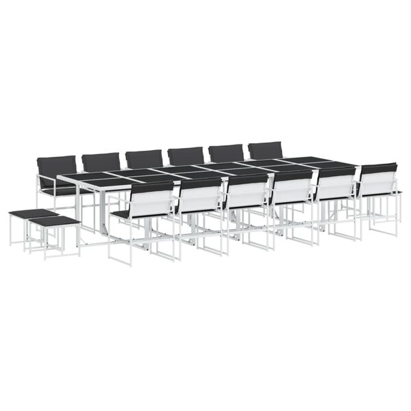 vidaXL Ensemble à manger de jardin avec coussins 17Pièces blanc textilène