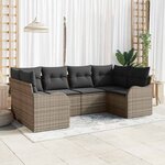 vidaXL Ensemble de canapé de jardin avec coussin 6 Pièces Gris Poly rotin