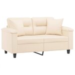 vidaXL Canapé 2 places avec oreillers beige 120 cm tissu microfibre