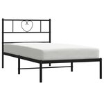 vidaXL Cadre de lit métal sans matelas avec tête de lit noir 90x200 cm