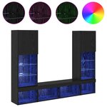 vidaXL Unités murales TV avec LED 5 Pièces Chêne noir Bois d'ingénierie