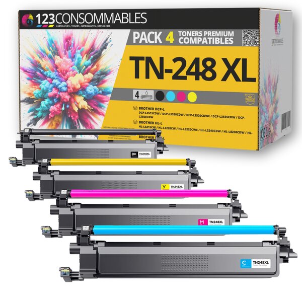 TN248 XL - Pack 4 toners Brother TN248XL compatibles MFC-L8390CDW DCP-L3560CDW