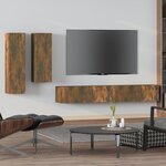 vidaXL Ensemble de meubles TV 4 Pièces Chêne fumé Bois d'ingénierie