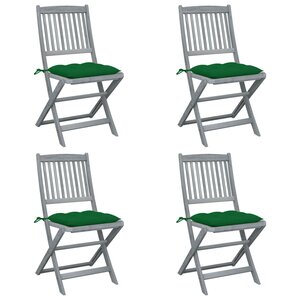 vidaXL Chaises pliables d'extérieur lot de 4 et coussins Bois d'acacia