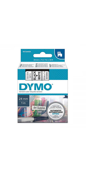 DYMO LabelManager cassette ruban D1 24mm x 7m Noir/Blanc (compatible avec les LabelManager et les LabelWriter Duo)