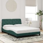 vidaXL Cadre de lit avec lumières LED vert foncé 140x200 cm velours