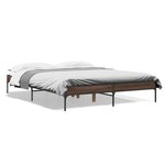 vidaXL Cadre de lit chêne marron 160x200 cm bois d'ingénierie et métal