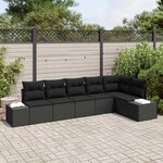 vidaXL Ensemble de canapé de jardin avec coussin 6 Pièces Noir