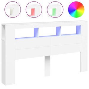 vidaXL Tête de lit à LED blanc 180x18 5x103 5 cm bois d'ingénierie