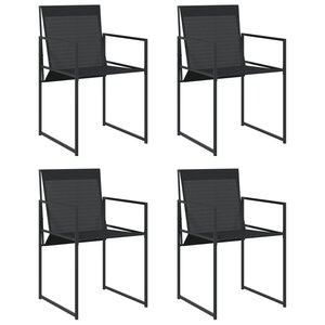 vidaXL Chaises de jardin 4 Pièces noir acier et textilène