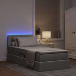 vidaXL Lit avec rangement et LED avec LED Gris clair 90 x 190 cm tissu