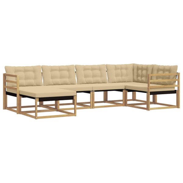 vidaXL Ensemble de canapés d'extérieur 6 pc Blanc et Beige