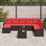 vidaXL Ensemble de Canapés avec coussin 9 Pièces Marron polyrotin