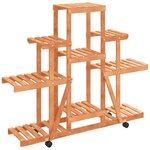 vidaXL Support à fleurs avec roues 110x25x101 cm bois massif de sapin