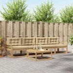 vidaXL Ensemble de canapés d'extérieur 4 Pièces Blanc et Beige