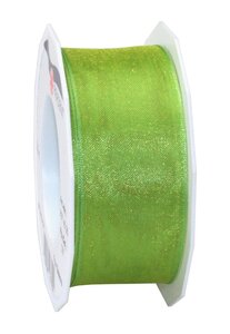 Organza four seasons 25-m-rouleau 40 mm  vert pré laitonné