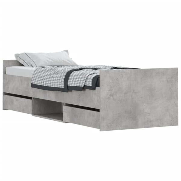 vidaXL Cadre de lit tête de lit et pied de lit gris béton 75x190 cm