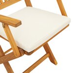 Chaises de jardin pliantes vidaXL avec coussin blanc 6Pièces en bois d'acacia massif