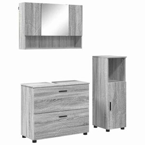 vidaXL Ensemble de mobilier de salle de bain 3 Pièces Gris Sonoma