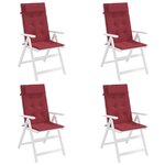 vidaXL Coussins de chaise à dossier haut lot de 4 rouge bordeaux