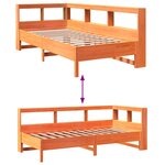 vidaXL Lit bibliothèque sans matelas cire marron 90x190 cm pin massif
