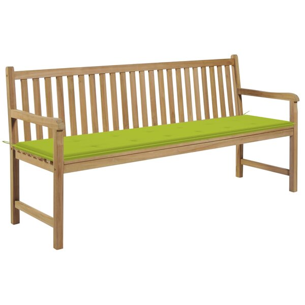 vidaXL Banc de jardin avec coussin vert vif 175 cm Bois de teck massif
