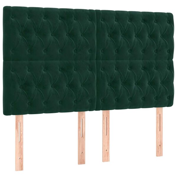 vidaXL Tête de lit Vert foncé 144 x 7 x 118/128 cm Velours