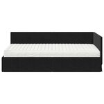 vidaXL Cadre de lit d'angle avec matelas Noir 90 x 200 cm Velours
