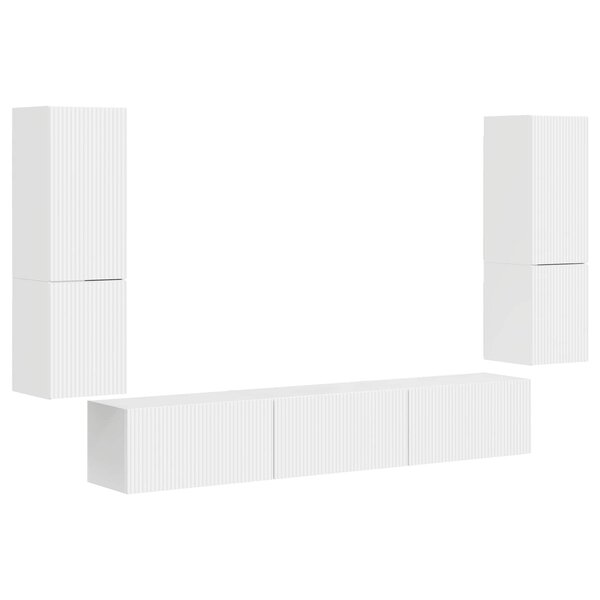 vidaXL Ensemble meuble TV 4 Pièces Blanc brillant Bois d'ingénierie