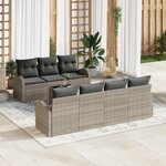 vidaXL Ensemble de canapés de jardin 8 pièces avec coussins gris clair en poly rattan
