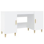 Bureau table poste de travail meuble d'ordinateur informatique étude 140 x 50 x 75 cm bois d'ingénierie blanc 02_0023514