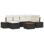 vidaXL Ensemble de canapé de jardin avec coussin 7 Pièces Noir Poly rotin