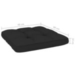 vidaXL Chaises de jardin lot de 2 avec coussins noir Pin imprégné